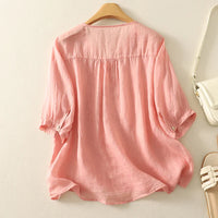 V-Neck Cotton Blouse for Women - Casual Everyday Wear Top