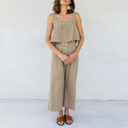 Pleated Linen Culotte Pants for Women - Lightweight, Casual Summer Trousers
