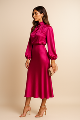Satin Midi Dress for Women with Adjustable Straps - Casual Style for Everyday Wear