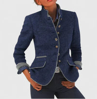 Women's Elegant Cardigan – Casual Wear, Office Style – Blue