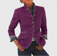 Women's Elegant Cardigan – Casual Wear, Office Style – Purple