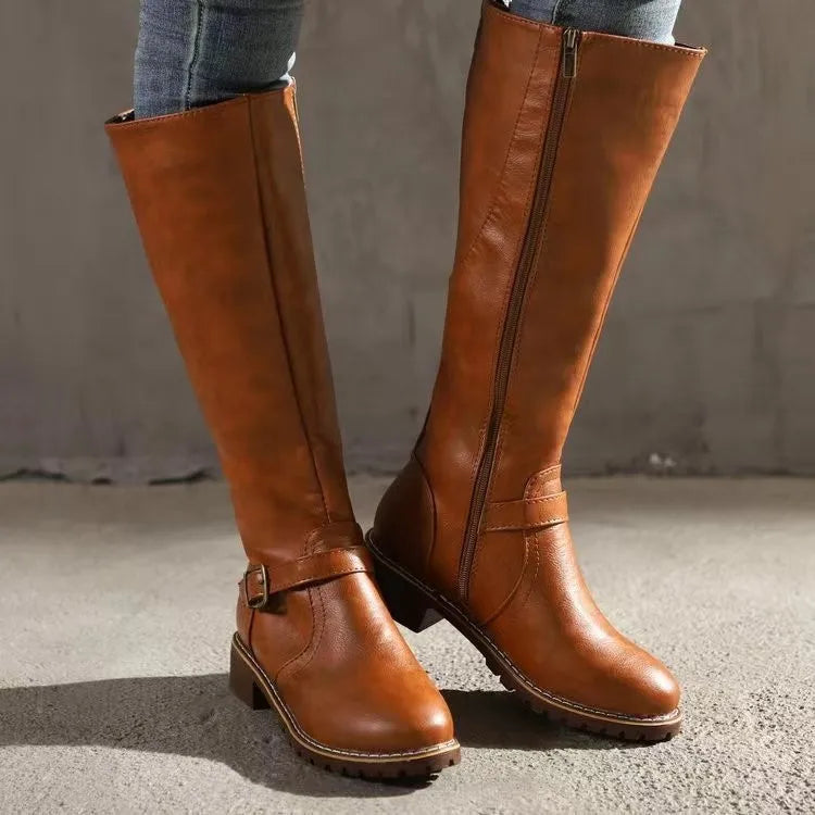 Women's Tall Orthopaedic Boots – Cushioned Support – Light Brown