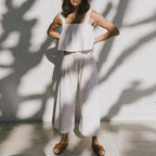 Pleated Linen Culotte Pants for Women - Lightweight, Casual Summer Trousers