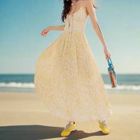 Floral Maxi Dress - Lightweight Fabric - Bohemian Style - Summer Wear