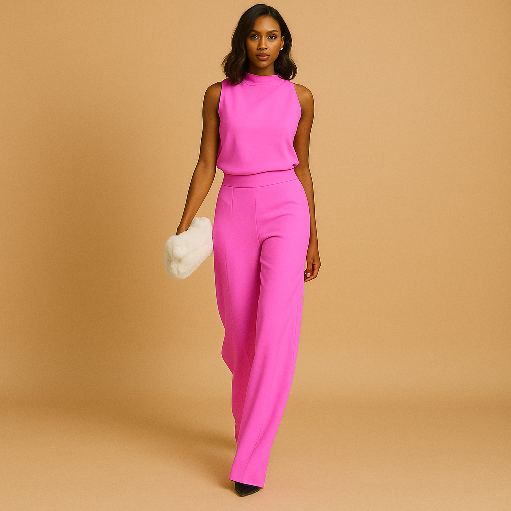 Sleeveless Halter Jumpsuit for Women | Lightweight Fabric | Elegant Casual or Formal Wear | Versatile Design