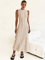 Sleeveless Knit Maxi Dress for Women - Casual Summer Style, Comfortable Fit