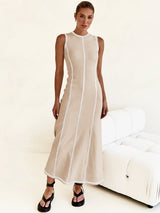 Sleeveless Knit Maxi Dress for Women - Casual Summer Style, Comfortable Fit
