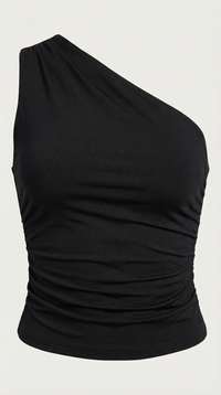 Sleeveless One-Shoulder Top in Soft Fabric - Casual Chic Blouse for Women - Perfect for Day or Night Out