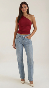 Sleeveless One-Shoulder Top in Soft Fabric - Casual Chic Blouse for Women - Perfect for Day or Night Out