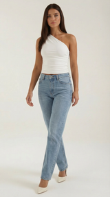Sleeveless One-Shoulder Top in Soft Fabric - Casual Chic Blouse for Women - Perfect for Day or Night Out