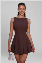 Sleeveless Pleated Mini Dress for Women | Wedding Guest Attire