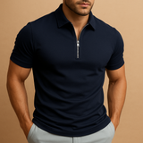 Slim Fit Men's Zipper Polo Shirt | Modern Casual & Active Wear Design