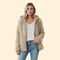Women's Hooded Teddy Jacket – Cosy Layering – Beige