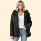 Women's Hooded Teddy Jacket – Cosy Layering – Black