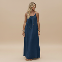Lightweight Cotton Spaghetti Strap Dress - Casual Loose Fit Summer Wear