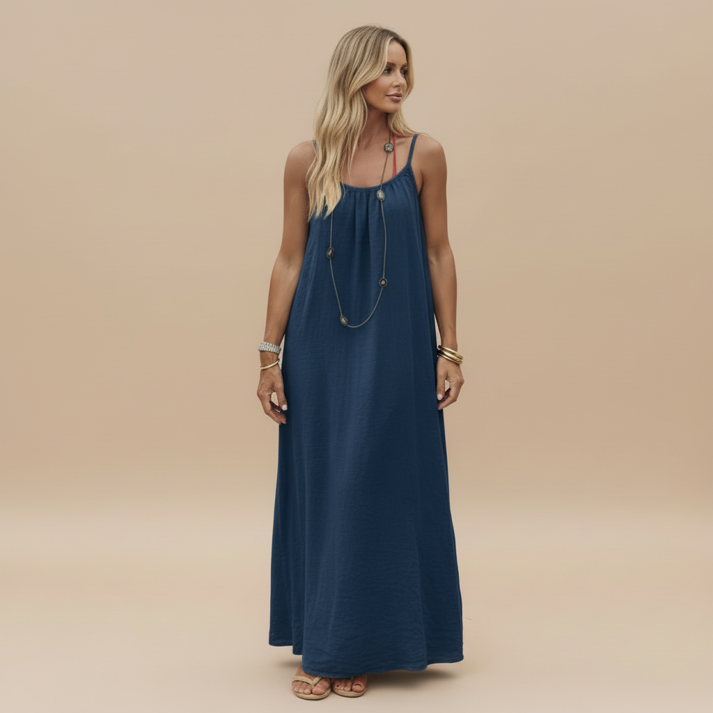 Lightweight Cotton Spaghetti Strap Dress - Casual Loose Fit Summer Wear