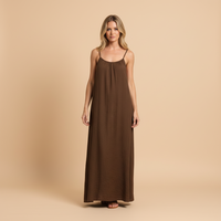 Lightweight Cotton Spaghetti Strap Dress - Casual Loose Fit Summer Wear