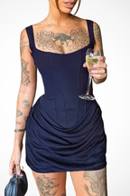 Square Neck Corset Mini Dress | Women's Wedding Guest Outfit in Elegant Fabric