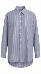 Striped Long Sleeve Blouse for Women - Lightweight Cotton Blend - Casual or Office Wear - Available in Multiple Sizes