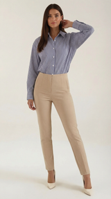 Striped Long Sleeve Blouse for Women - Lightweight Cotton Blend - Casual or Office Wear - Available in Multiple Sizes