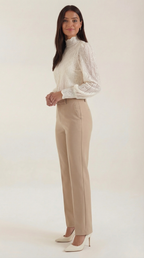 Structured Long Sleeve Blouse in Lightweight Fabric for Office Wear and Casual Outings