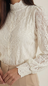 Structured Long Sleeve Blouse in Lightweight Fabric for Office Wear and Casual Outings