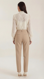 Structured Long Sleeve Blouse in Lightweight Fabric for Office Wear and Casual Outings