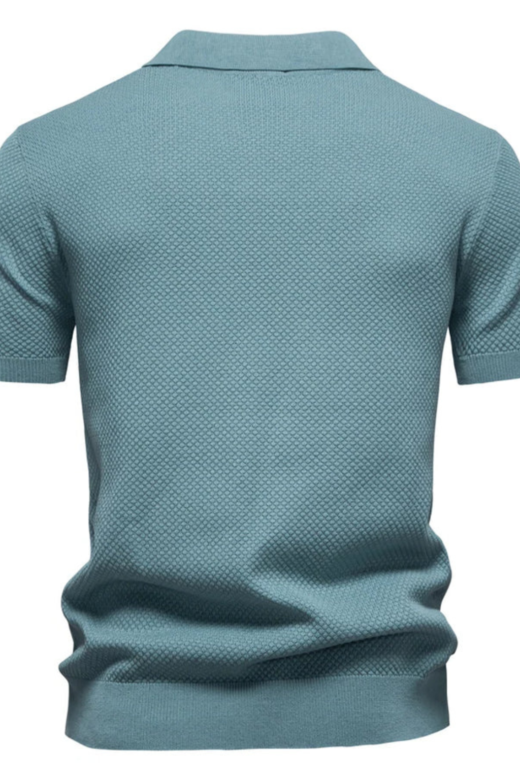 Textured Knit Short Sleeve Polo Shirt for Men - Casual Wear, Comfortable Fit
