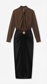 Twisted Stand Collar Blouse in Lightweight Fabric - Elegant Office Wear Top for Women