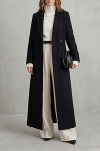 Women's Long Wool Coat – Custom Fit – Black