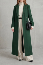 Women's Long Wool Coat – Custom Fit – Green