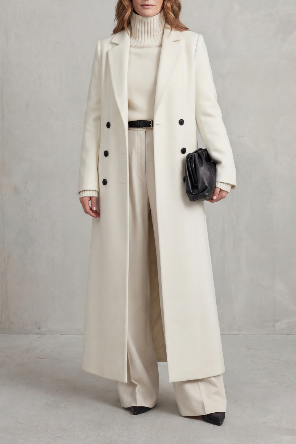 Women's Long Wool Coat – Custom Fit – White