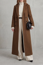 Women's Long Wool Coat – Custom Fit – Brown