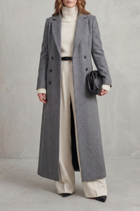 Women's Long Wool Coat – Custom Fit – Gray