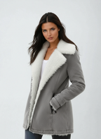 Women's Wool Blend Winter Coat – Cold Weather – Grey