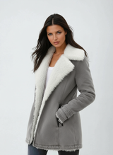 Women's Wool Blend Winter Coat – Cold Weather – Grey