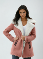 Women's Wool Blend Winter Coat – Cold Weather – Pink