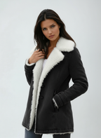 Women's Wool Blend Winter Coat – Cold Weather – Black