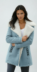 Women's Wool Blend Winter Coat – Cold Weather – Blue