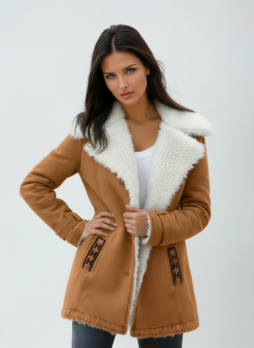Women's Wool Blend Winter Coat – Cold Weather – Khaki