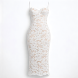 White Bodycon Maxi Dress - Stretchy Fabric - Elegant Evening Wear