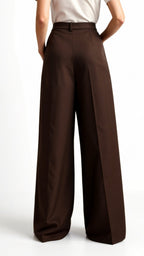 Wide-Leg High Waist Trousers for Women - Pleated Design with Side Pockets - Casual and Stylish Everyday Wear