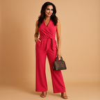 Wide Leg Wrap Jumpsuit for Women - Elegant Design for Casual or Dressy Occasions - Versatile Fashion Outfit