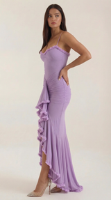Wisteria Floral Maxi Dress in Lightweight Fabric for Casual or Formal Wear - Perfect for Summer Events and Gatherings