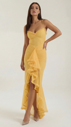 Wisteria Floral Maxi Dress in Lightweight Fabric for Casual or Formal Wear - Perfect for Summer Events and Gatherings