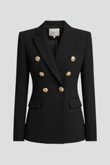 Women's Double-Breasted Blazer with Gold Buttons – Tailored Office Jacket, Smart Casual Everyday Workwear