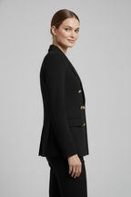 Women's Double-Breasted Blazer with Gold Buttons – Tailored Office Jacket, Smart Casual Everyday Workwear