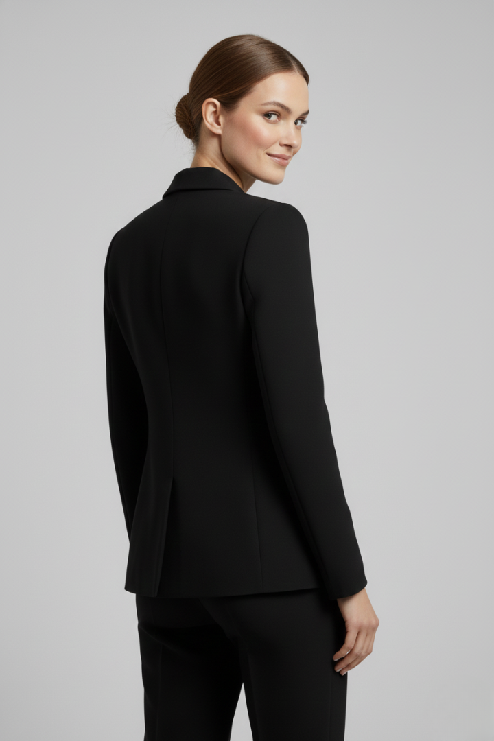 Women's Double-Breasted Blazer with Gold Buttons – Tailored Office Jacket, Smart Casual Everyday Workwear