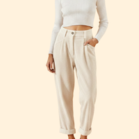 Women's Wide-Leg Corduroy Trousers – White
