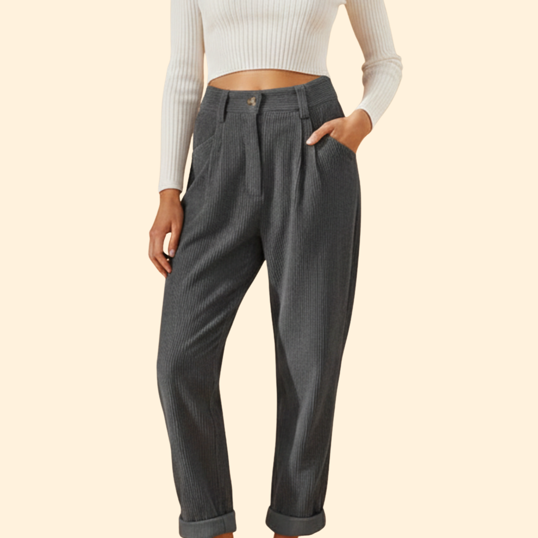 Women's Wide-Leg Corduroy Trousers – Grey